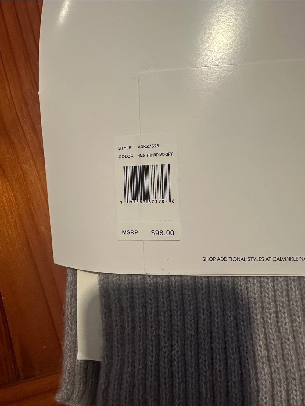 Calvin Klein Ribbed Knit Hat & Scarf Set in Taupe with Faux Fur Pom - Picture 2 of 2